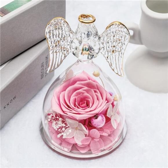 Yamonic Mom Birthday Gifts for Mom, Angel Figurines with Real Rose Gifts - Picture 2 of 7